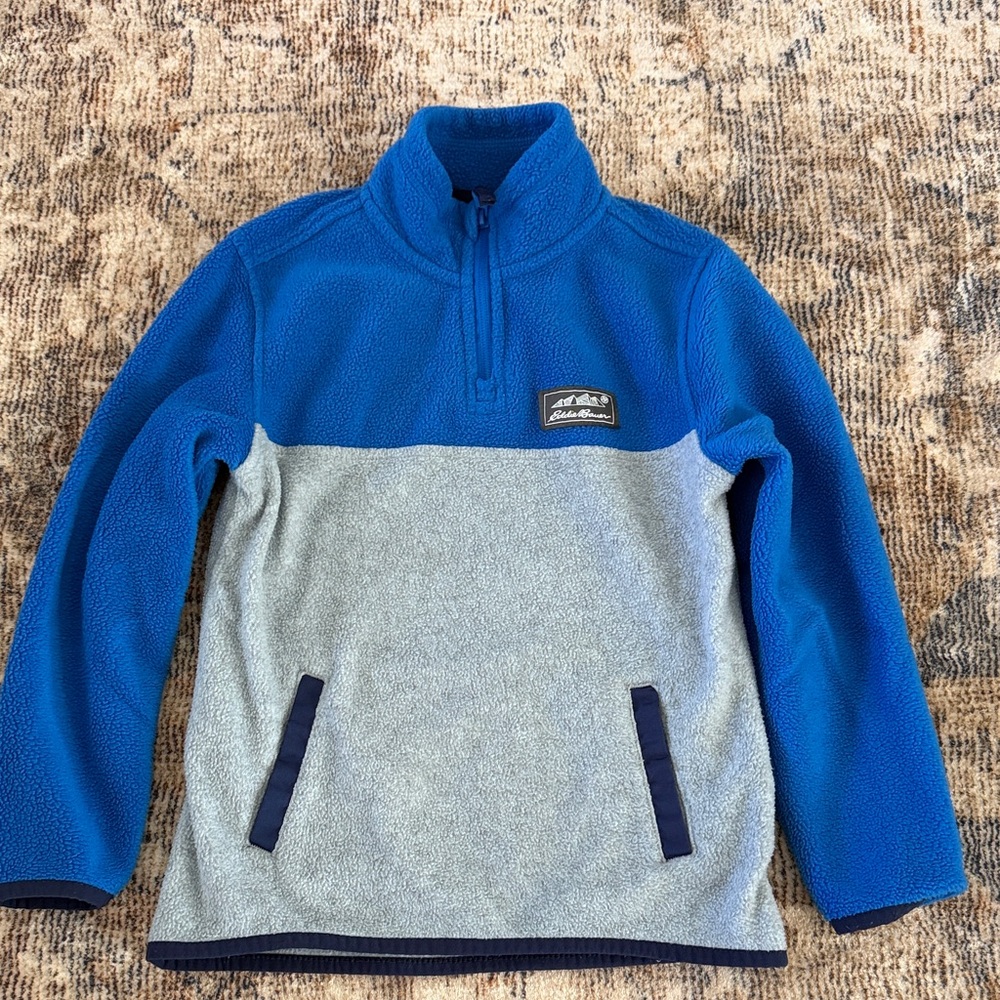 Boy’s Eddie Bauer Blue and Gray Kids Fleece Pullover Size XS